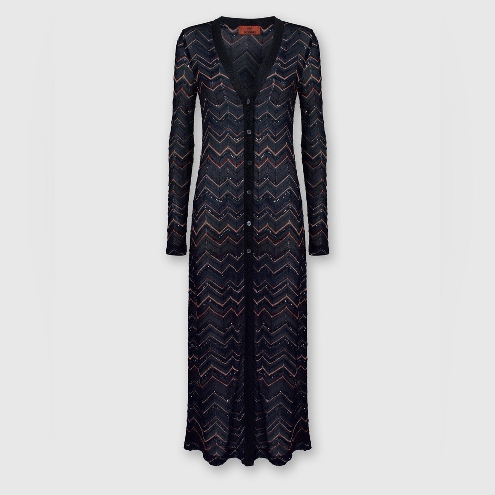 MISSONI navy blue sequin zig zag duster Sz 46/10